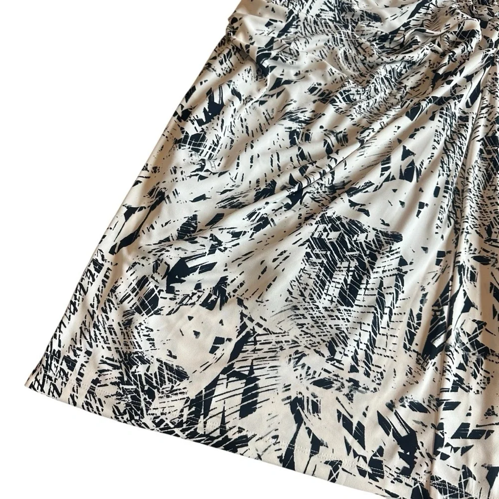 Robert Rodriguez Lydia Draped Dress Black White Print Stretch Size Large Women's